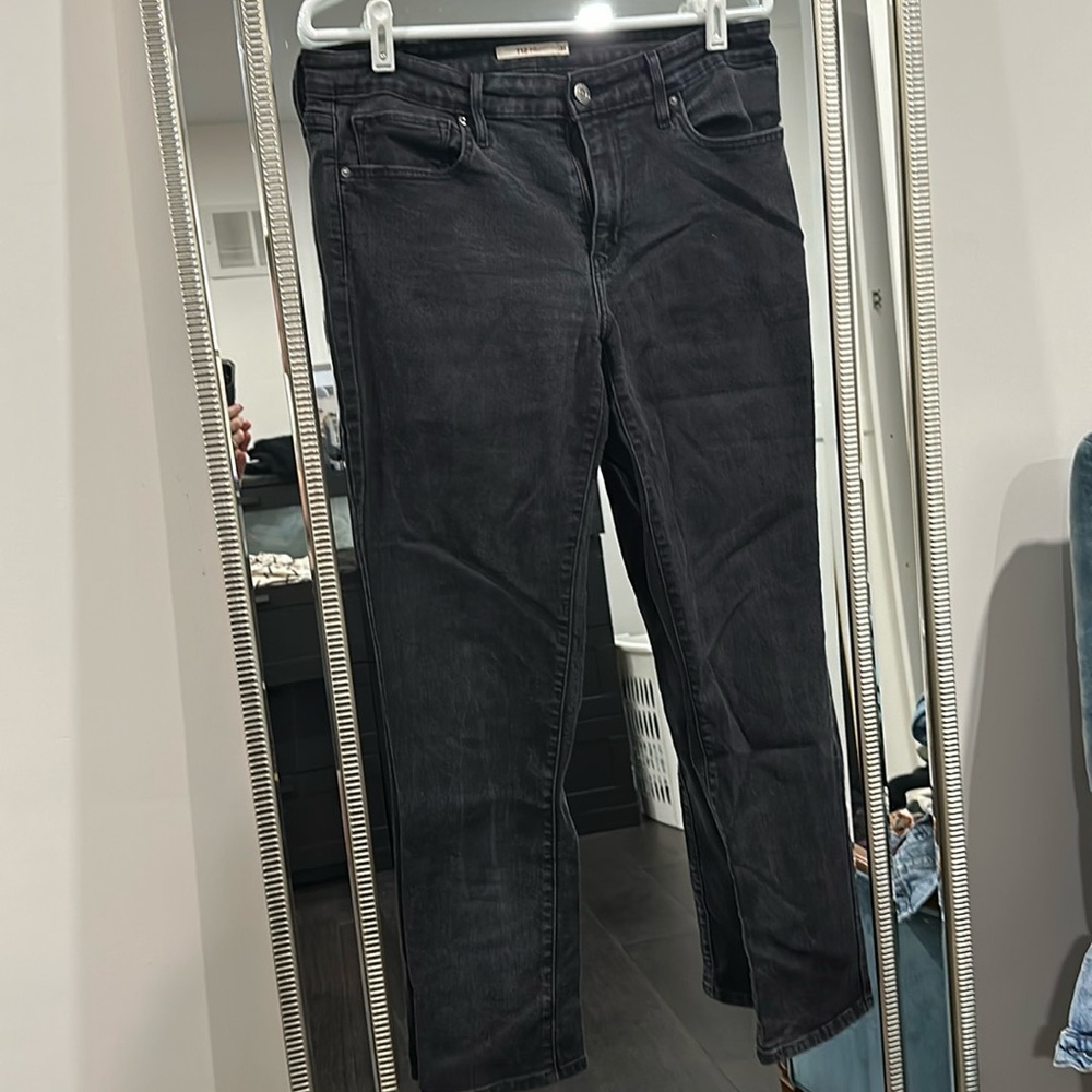 Womens Levis Black Jeans 712 Slim Fit Size 31